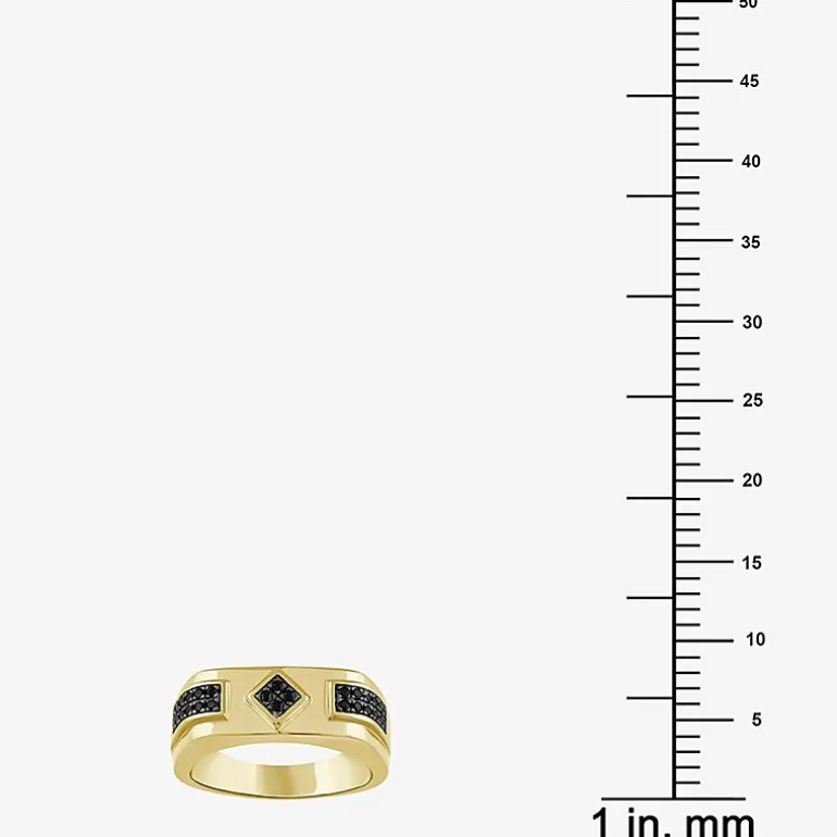 (Black / I3) Mens 1/4 CT. T.W. Natural Black Diamond 10K Gold Band