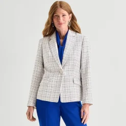 Black Label by Evan-Picone Tweed Womens Classic Fit Flat Front Suit Jacket