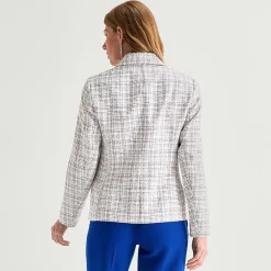 Black Label by Evan-Picone Tweed Womens Classic Fit Flat Front Suit Jacket