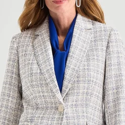 Black Label by Evan-Picone Tweed Womens Classic Fit Flat Front Suit Jacket