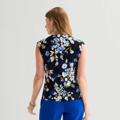Black Label by Evan-Picone Womens Cowl Neck Sleeveless Blouse