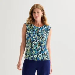 Black Label by Evan-Picone Womens Keyhole Neck Sleeveless Blouse