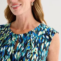 Black Label by Evan-Picone Womens Keyhole Neck Sleeveless Blouse