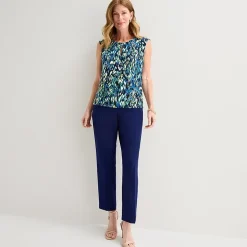 Black Label by Evan-Picone Womens Keyhole Neck Sleeveless Blouse