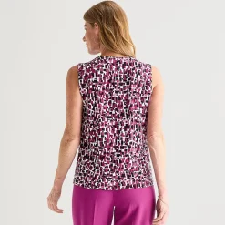 Black Label by Evan-Picone Womens Keyhole Neck Sleeveless Blouse