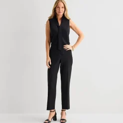 Black Label by Evan-Picone Womens V Neck Sleeveless Blouse