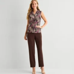 Black Label by Evan-Picone Womens V Neck Sleeveless Blouse