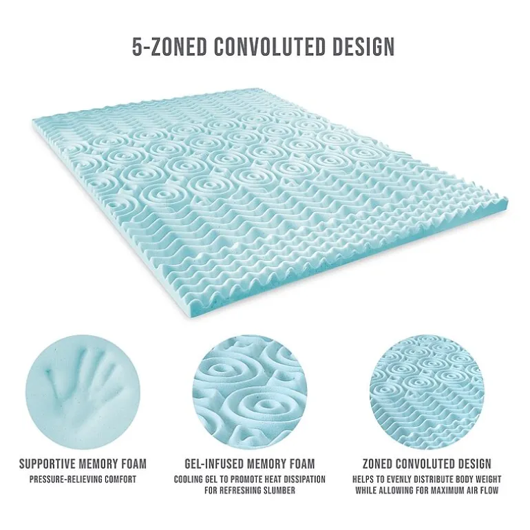 Bodipedic Home 2-Inch Gel-Infused Zoned Convoluted Memory Foam Mattress Topper