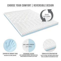 Bodipedic Home 3-Inch Reversible Dual Sided Memory Foam Mattress Topper