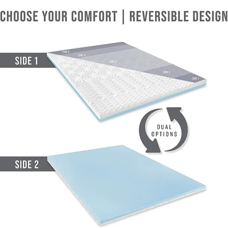 Bodipedic Home 3-Inch Reversible Dual Sided Memory Foam Mattress Topper