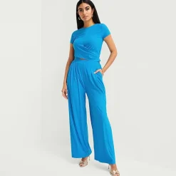 Bold Elements Womens Wide Leg Pleated Pant