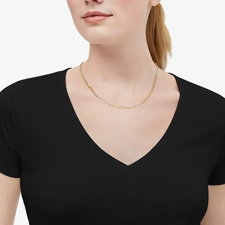 Bonded Brilliance Womens 14K Gold Bonded With Sterling Silver 18 Inch Link Chain Necklace