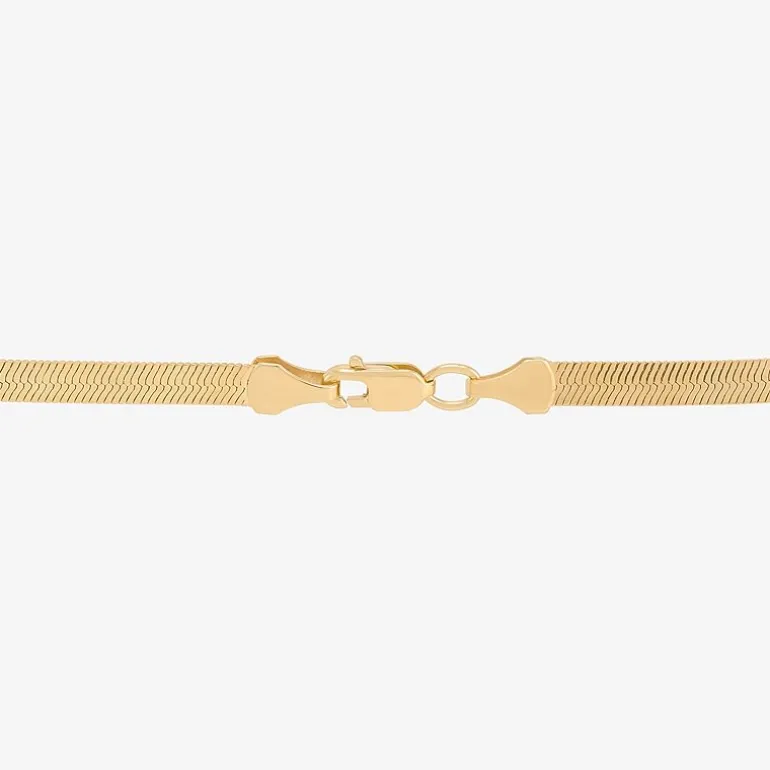 Bonded Brilliance Womens 14K Gold Bonded With Sterling Silver 7.5 Inch Solid Herringbone Chain Bracelet