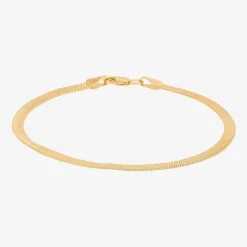 Bonded Brilliance Womens 14K Gold Bonded With Sterling Silver 7.5 Inch Solid Herringbone Chain Bracelet