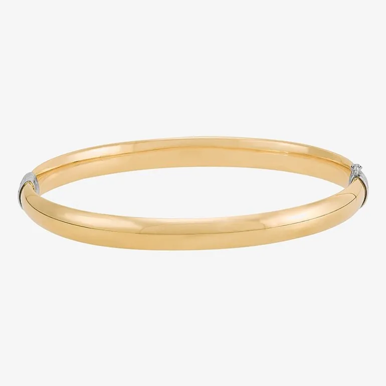 Bonded Brilliance Womens 14K Gold Bonded With Sterling Silver Bangle Bracelet