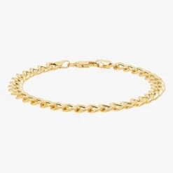Bonded Brilliance Womens 14K Gold Bonded With Sterling Silver 7.5 Inch Hollow Link Chain Bracelet