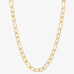 Bonded Brilliance Womens 14K Gold Bonded With Sterling Silver 18 Inch Figaro Chain Necklace