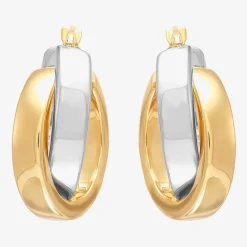 Bonded Brilliance Womens 14K Gold Bonded With Sterling Silver 23.9mm Hoop Earrings