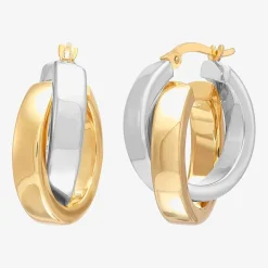 Bonded Brilliance Womens 14K Gold Bonded With Sterling Silver 23.9mm Hoop Earrings