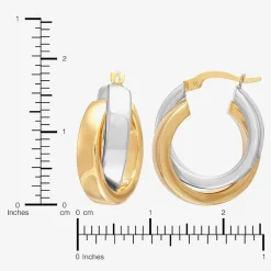 Bonded Brilliance Womens 14K Gold Bonded With Sterling Silver 23.9mm Hoop Earrings