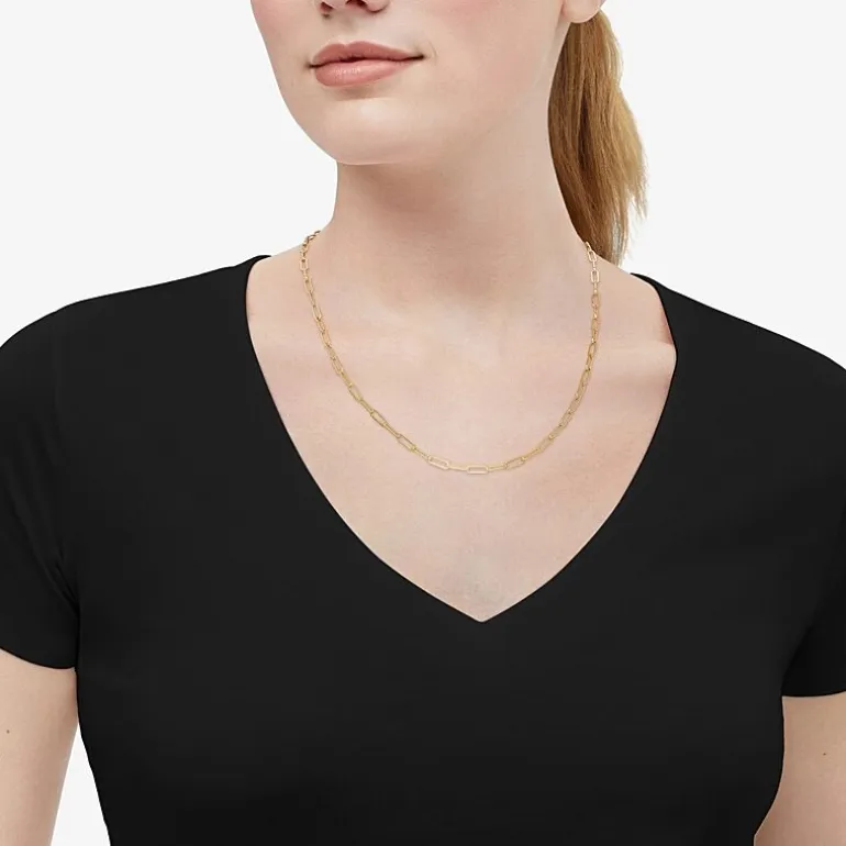 Bonded Brilliance Womens 14K Gold Bonded With Sterling Silver 20 Inch Link Chain Necklace