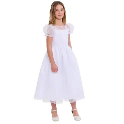 Bonnie Jean Big Kid Girls Communion Short Sleeve Puffed Flower Girl Fit + Flare Dress