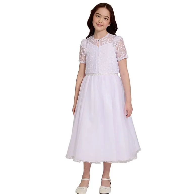Bonnie Jean Little & Big Kid Girls Short Sleeve Lace Satin Fit + Flare Dress