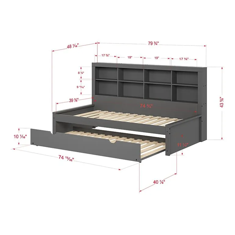 Bookcase Twin Daybed with Twin Trundle