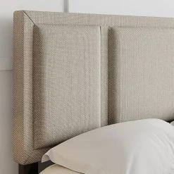 Boyd Sleep Triptych Upholstered Linen Platform Bed Frame with Adjustable Headboard