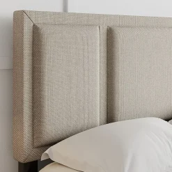 Boyd Sleep Triptych Upholstered Linen Platform Bed Frame with Adjustable Headboard