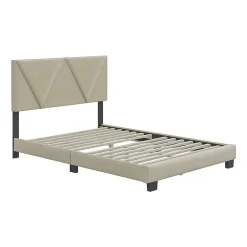 Boyd Sleep Triptych Upholstered Linen Platform Bed Frame with Adjustable Headboard