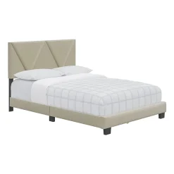 Boyd Sleep Triptych Upholstered Linen Platform Bed Frame with Adjustable Headboard
