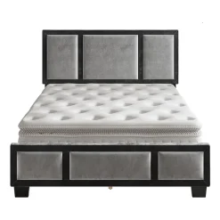 Boyd Sleep Triptych Upholstered Velvet Platform Bed Frame with Adjustable Headboard