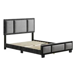 Boyd Sleep Triptych Upholstered Velvet Platform Bed Frame with Adjustable Headboard