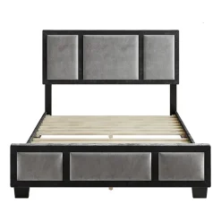 Boyd Sleep Triptych Upholstered Velvet Platform Bed Frame with Adjustable Headboard