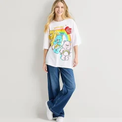 Boyfriend Womens Juniors Crew Neck Short Sleeve Loose Fit Care Bears Graphic T-Shirt