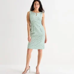 Brianna Milay Womens Keyhole Neck Sleeveless Floral Sheath Dress