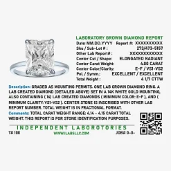 Bridal Addiction (E-F / Vs1-Vs2) Womens 4 1/7 Ct. T.W. Lab Grown White Diamond 14K Gold Rectangular Solitaire Engagement Ring