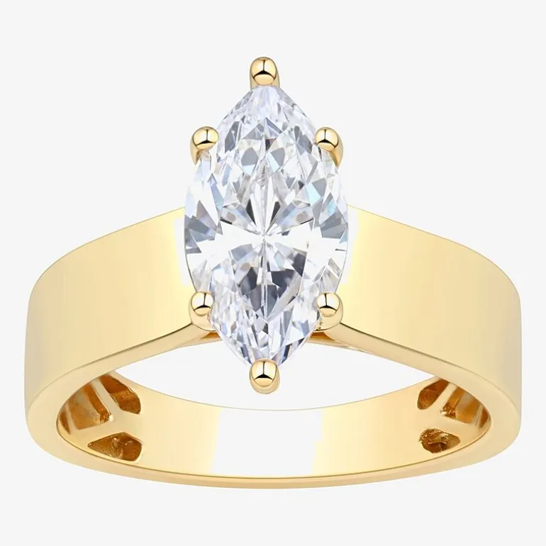 Bridal Addiction Womens 2 CT. T.W. Lab Grown White Diamond 14K Gold Marquise Solitaire Engagement Ring