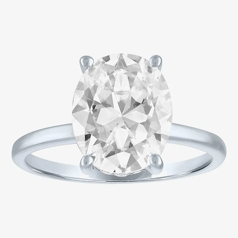 Bridal Addiction Womens 4 1/7 Ct. T.W. Lab Grown White Diamond 14K Gold Oval Solitaire Engagement Ring