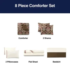 Broadhaven Lilith 8-pc. Damask + Scroll Complete Bedding Set with Sheets