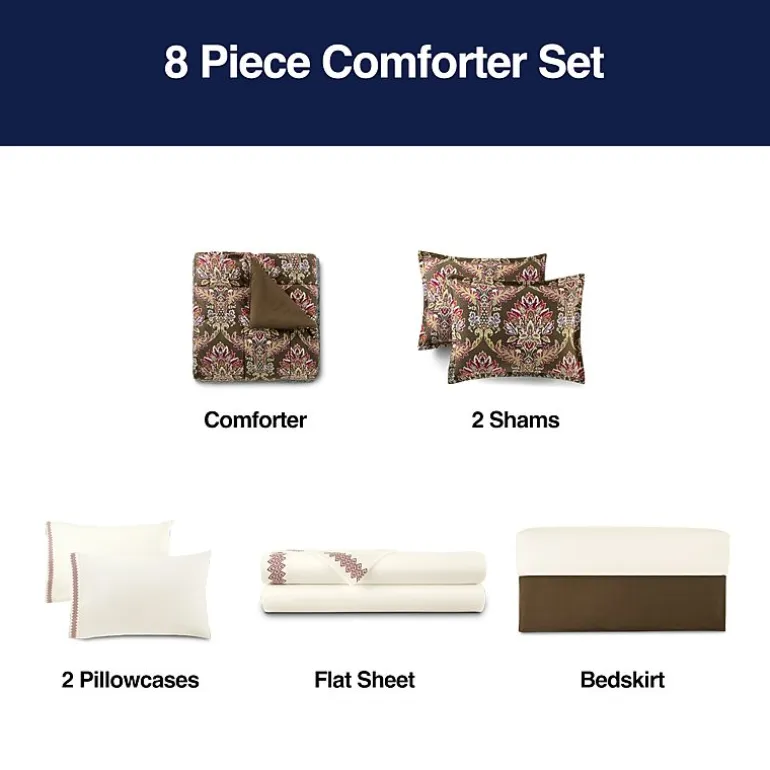 Broadhaven Lilith 8-pc. Damask + Scroll Complete Bedding Set with Sheets