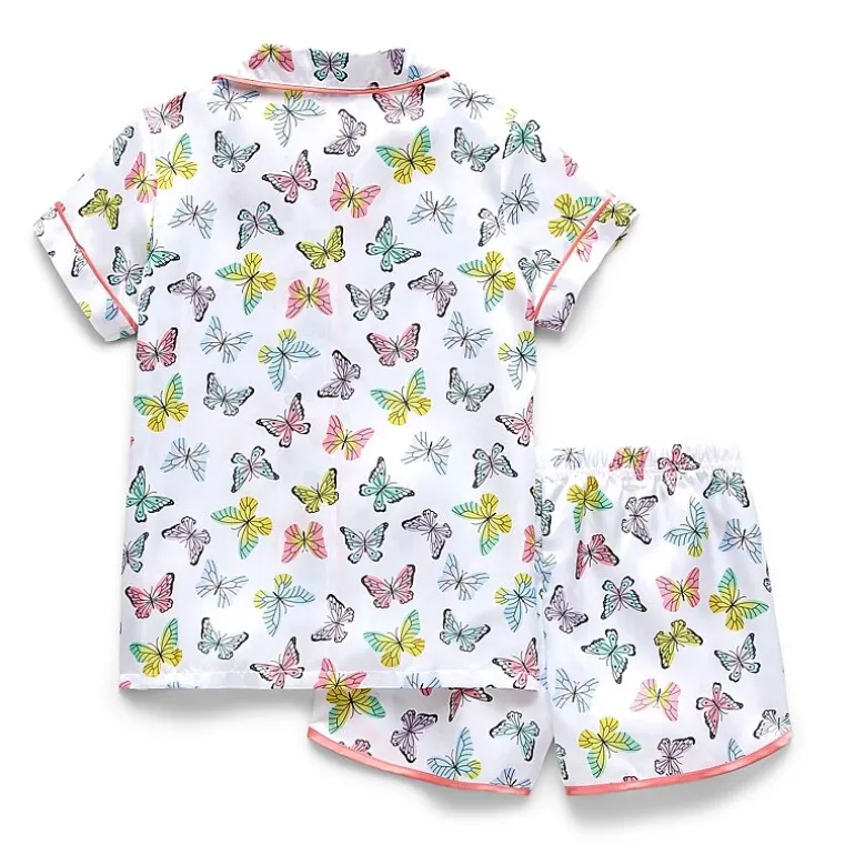 Btween Little & Big Kid Girls Satin Short Sleeve 2-pc. Pajama Set