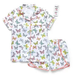 Btween Little & Big Kid Girls Satin Short Sleeve 2-pc. Pajama Set
