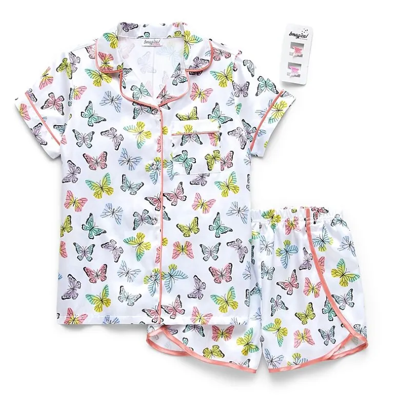 Btween Little & Big Kid Girls Satin Short Sleeve 2-pc. Pajama Set