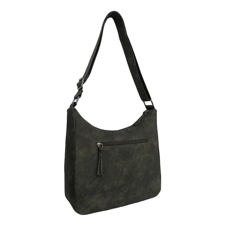 Bueno of California Distress Pebble Washed Double Zip Crossbody Bag