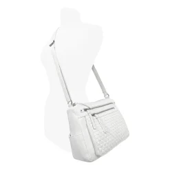Bueno of California Double Zip Medium Crossbody With Woven Pockets Crossbody Bag