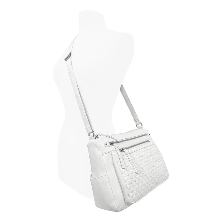 Bueno of California Double Zip Medium Crossbody With Woven Pockets Crossbody Bag