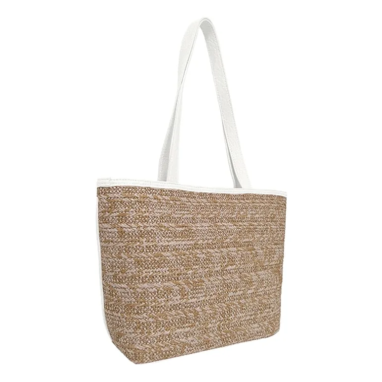 Bueno of California Straw Tote Flower Detail Tote Bag