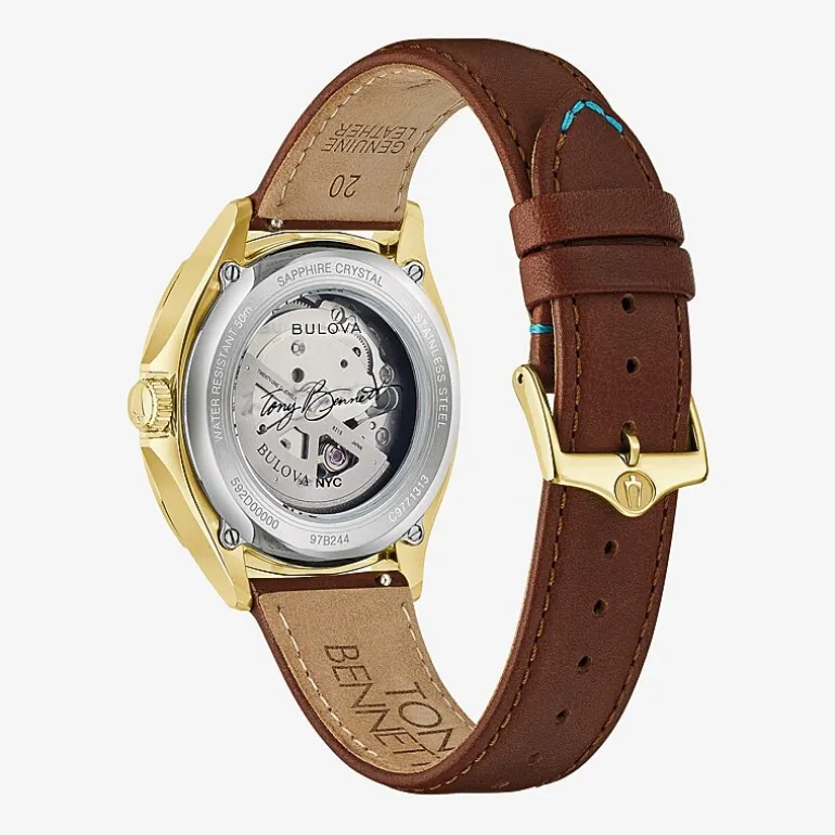 Bulova Classic Bul Mens Automatic Brown Stainless Steel Strap Watch 97b244
